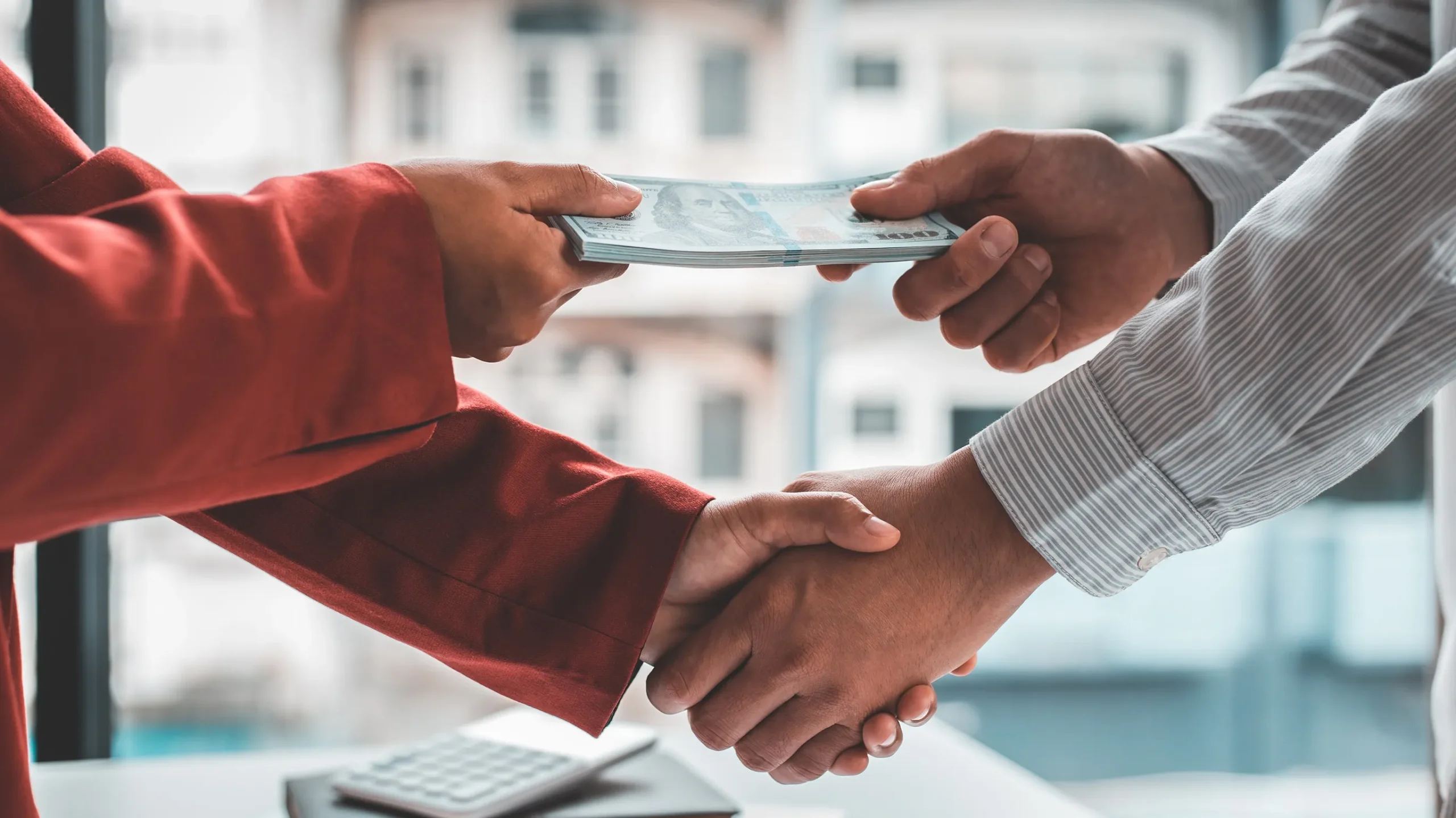 Doctor taking money.